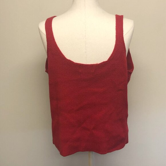 Red Sweater Tank Top Ribbed Knit - Picture 5 of 11